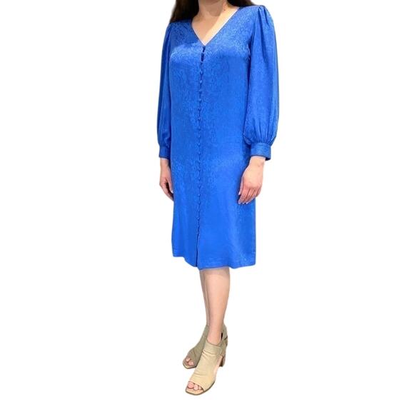 TRIFLES | Vintage 100% Silk Blue Dress Made in Hong Kong | Size 12 - Picture 2 of 8